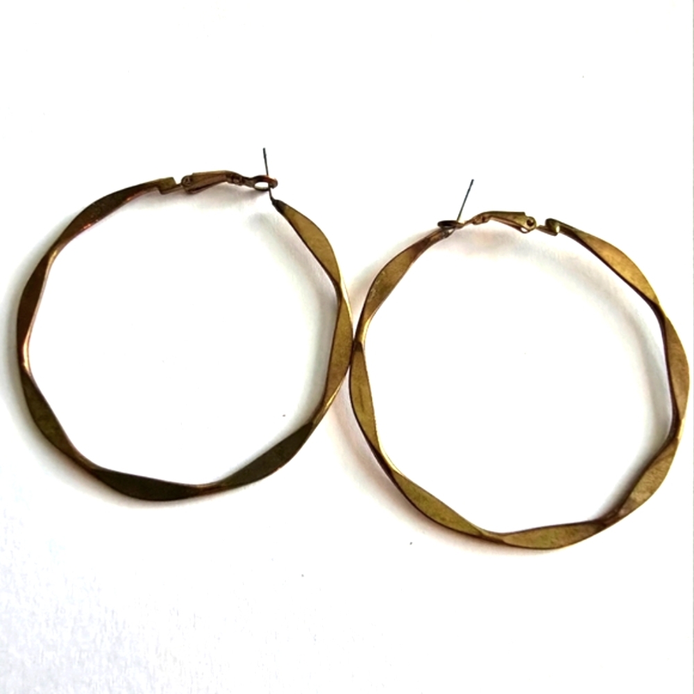 Big hoop earrings large dark gold tone y2k